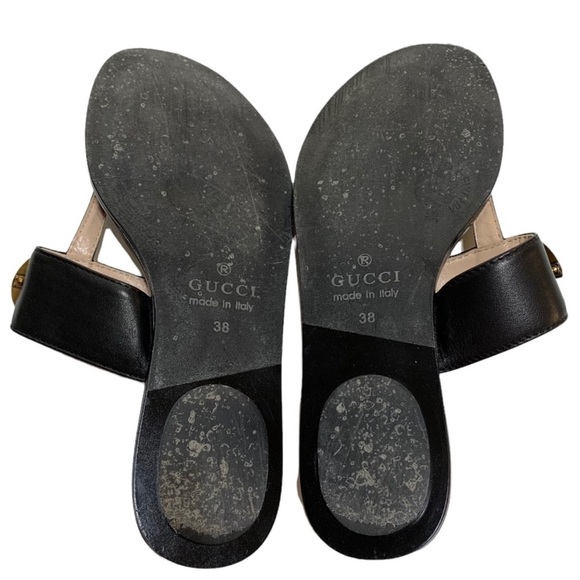 GG Gucci Marmont Black Leather Sandals - Picture 8 of 12